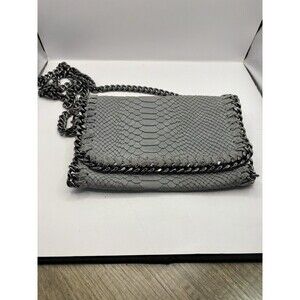 Borse In Pelle Leather Made In Italy Crossbody Bag Gray Metal Strap Zipper